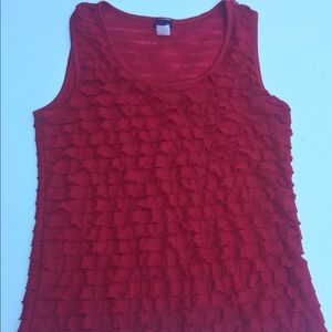 Red Flirty Ruffle Tank Top
